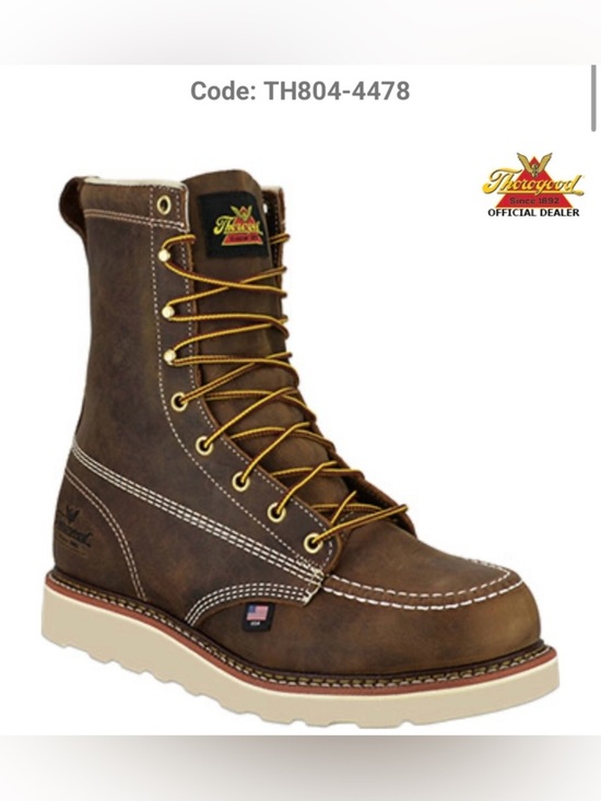 Thorogood 8” Steel Toe Wedge Sole Moc Toe Work Boot Size 8.5 EE NWT